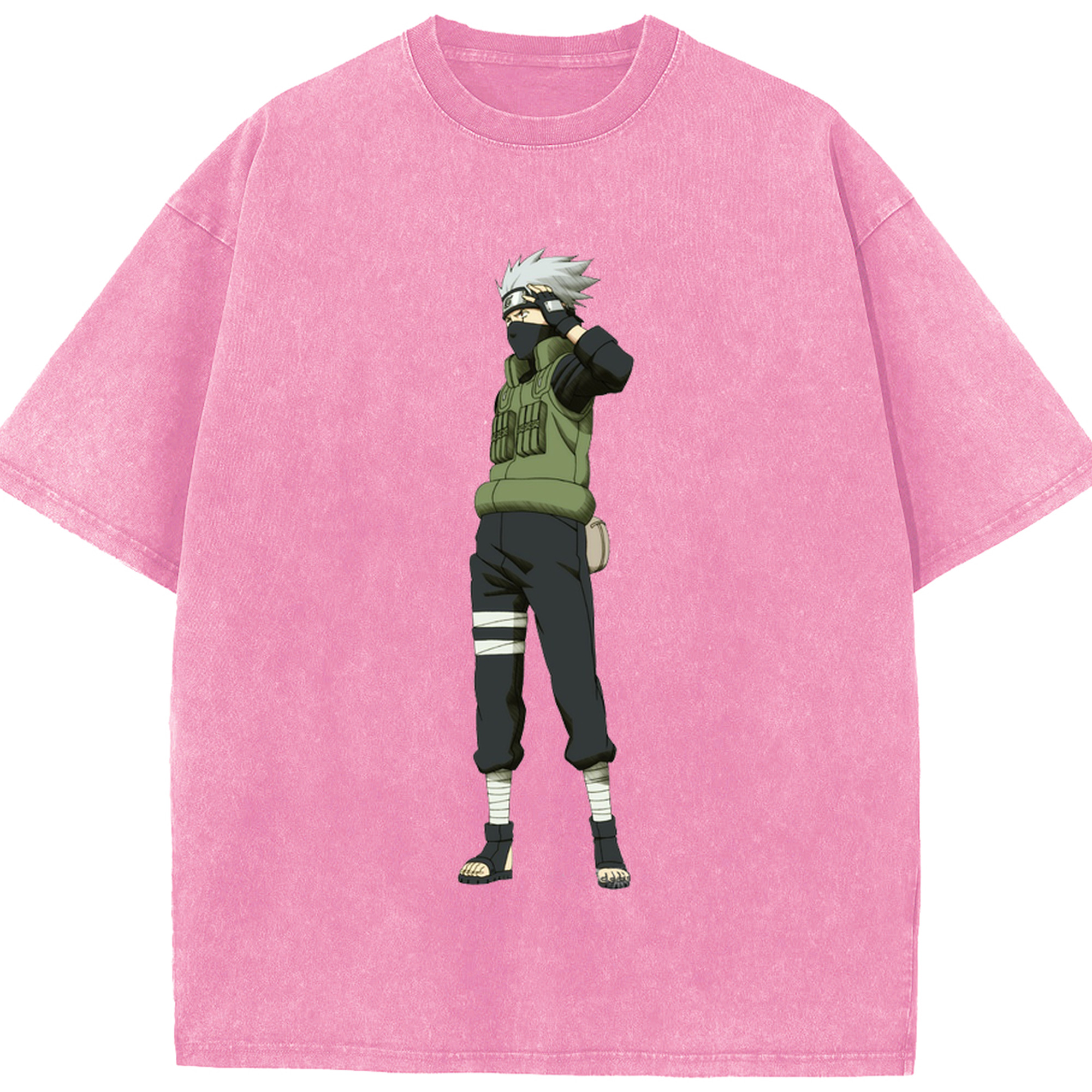 （画像用） NARUTO -ナルト- はたけ カカシ Hatake Kakashi 綿100% ヴィンテージ風 半袖Tシャツ（フロントプリント）